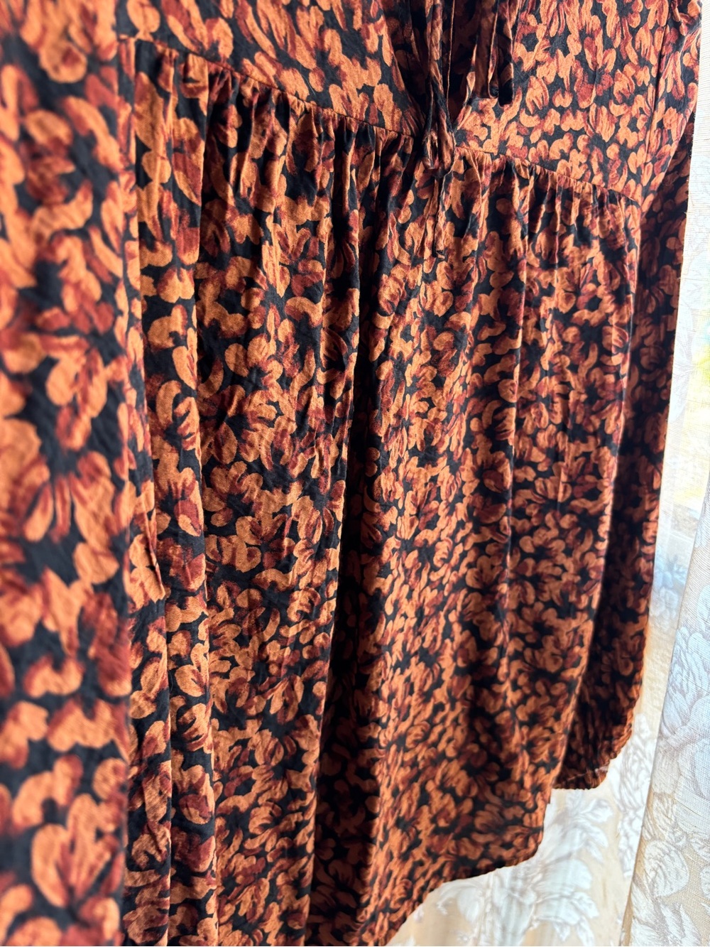 EUC A New Day Floral Tie Front Boho Peasant Blouse | Women’s Plus XXL - Picture 6 of 16